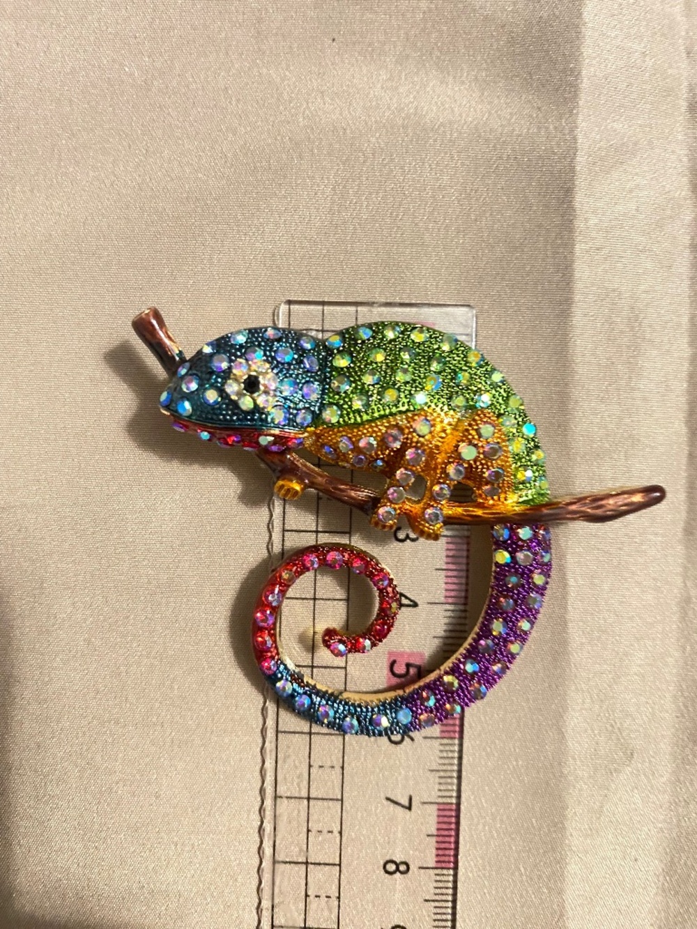 One chameleon brooch, and one dragon brooch